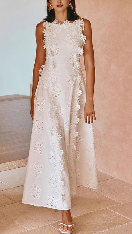 Kimberley – Spaghetti-Maxikleid mit Stickerei