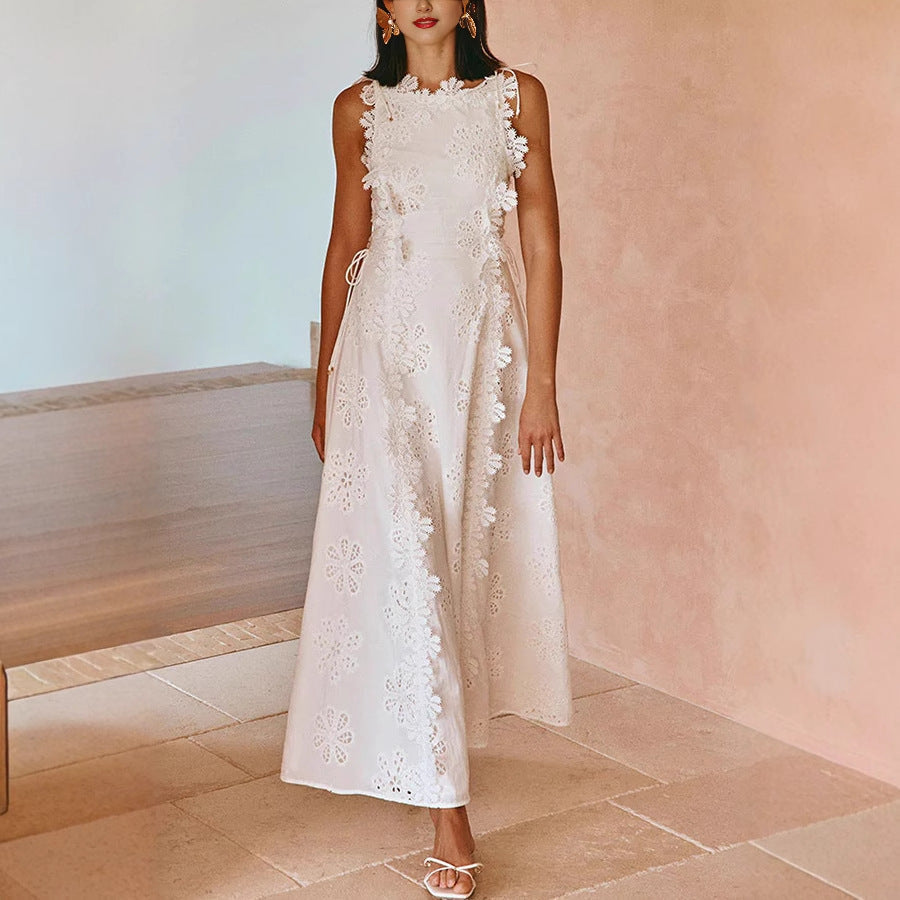 AIIZIE KIMBERLEY SPAGHETTI EMBROIDERED MAXI DRESS - product image