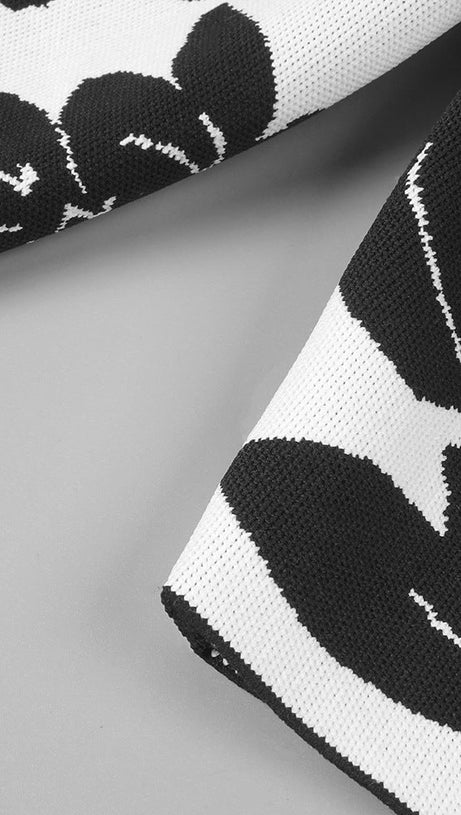 KNIT FLORAL JACQUARD MIDI PENCIL CARDIGAN SKIRT SET