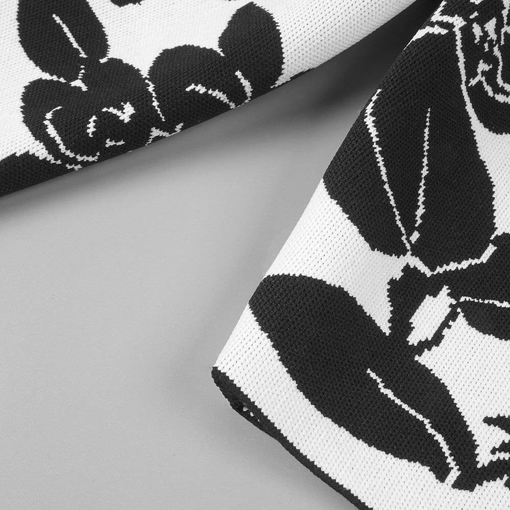 SET GONNA CARDIGAN MIDI A MATITA IN MAGLIA JACQUARD FLOREALE