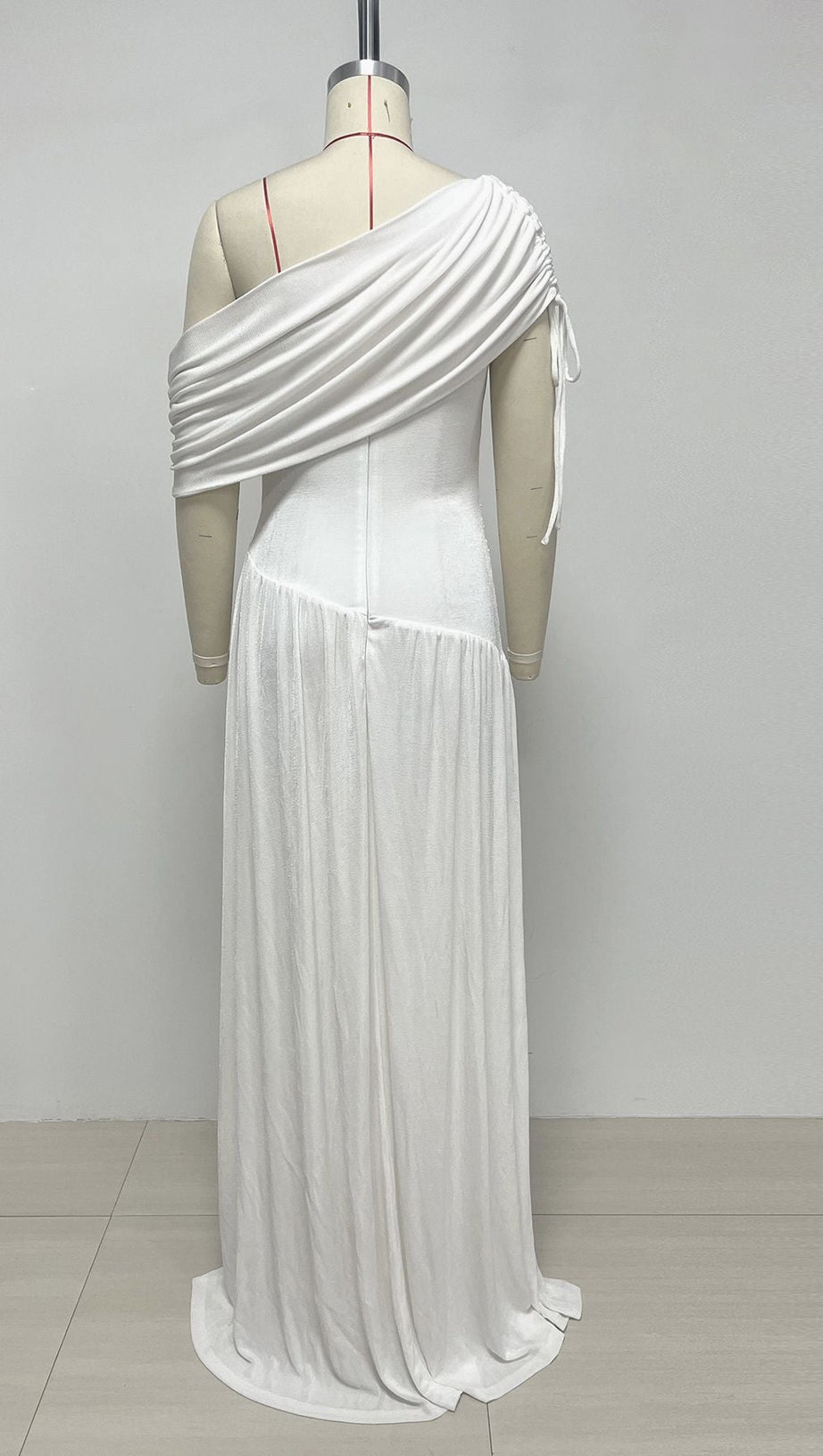 eleanore one-shoulder cutout pleated maxi dress - white