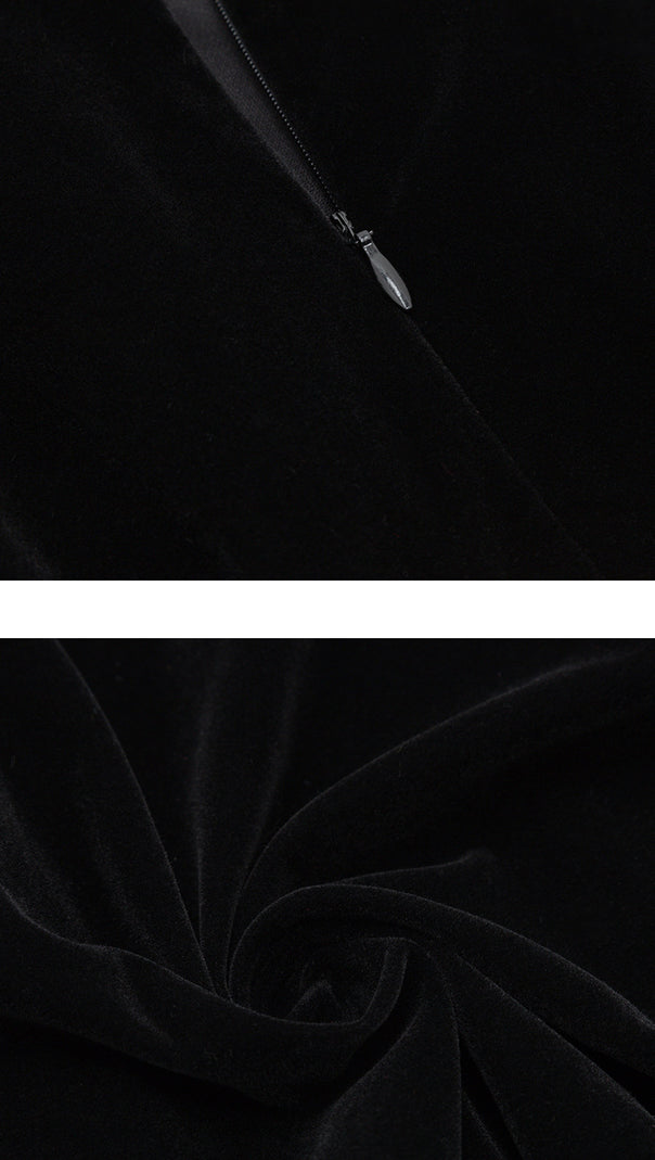 AIIZIE VELVET SQUARE - NECK MIDI DRESS IN BLACK - product image
