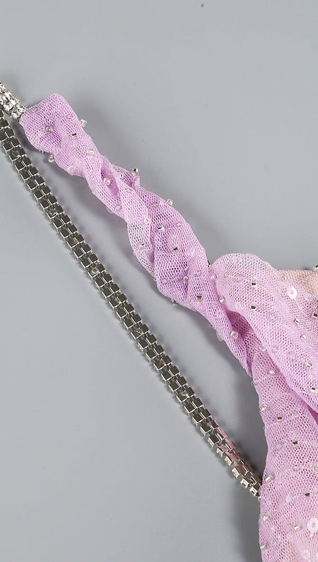 SEQUIN GLITTERING MAXI DRESS IN PALE PURPLE