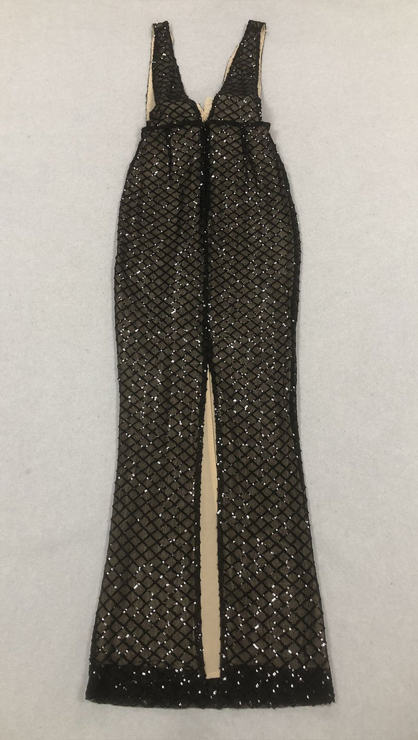AIIZIE BOW DETAIL SEQUIN MAXI DRESS BLACK - product image