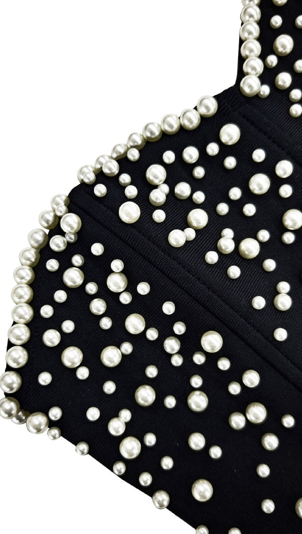 AIIZIE PEARL BANDAGE MAXI DRESS TUBE TOP FISHTAIL BLACK - product image