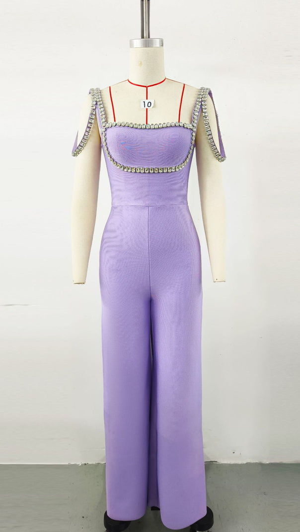 AIIZIE PURPLE JUMPSUIT WITH WIDE - LEG PANTS - product image
