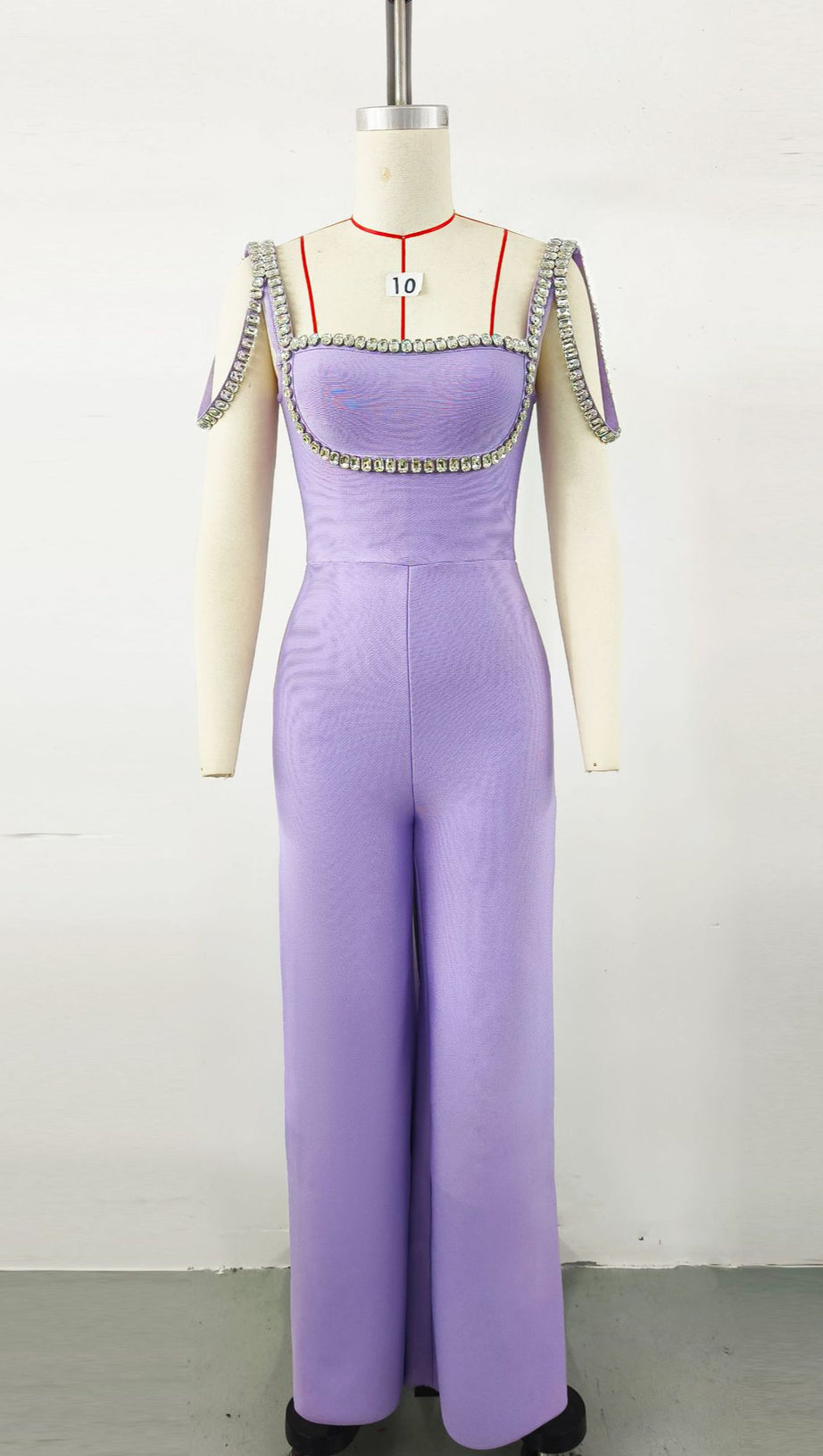 PURPLE JUMPSUIT WITH WIDE - LEG PANTS