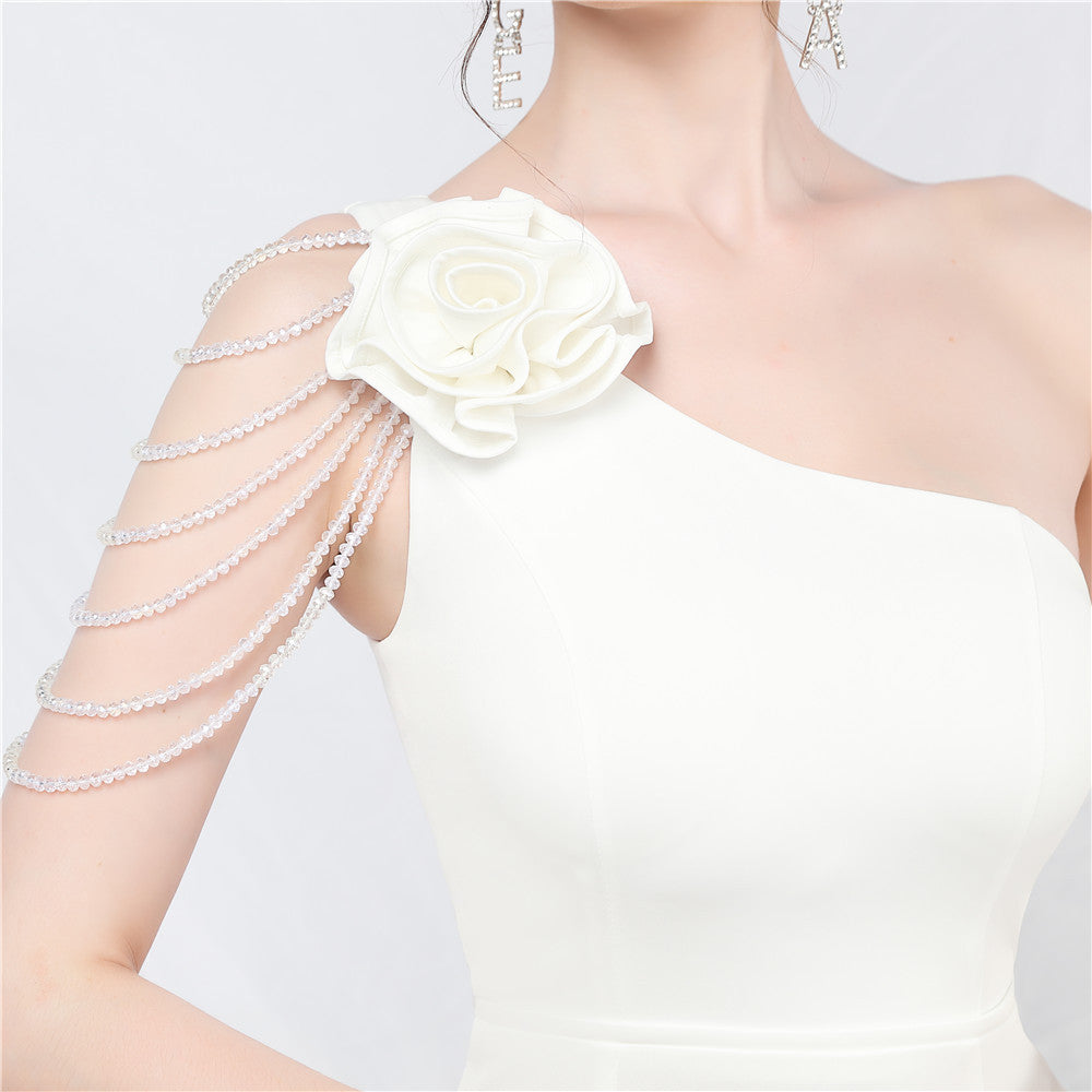 AIIZIE DOLORES ONE-SHOULDER FLORAL MAXI DRESS IN WHITE - product image