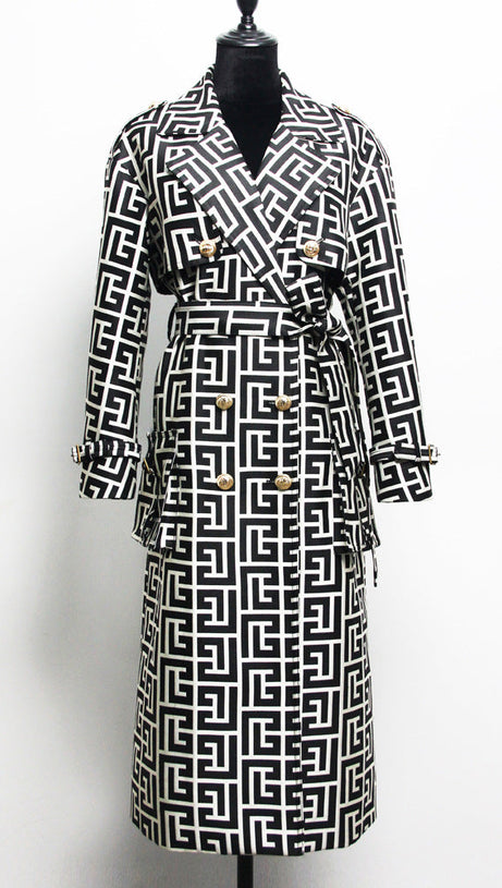 TRENCH NERO CON MONOGRAMMA