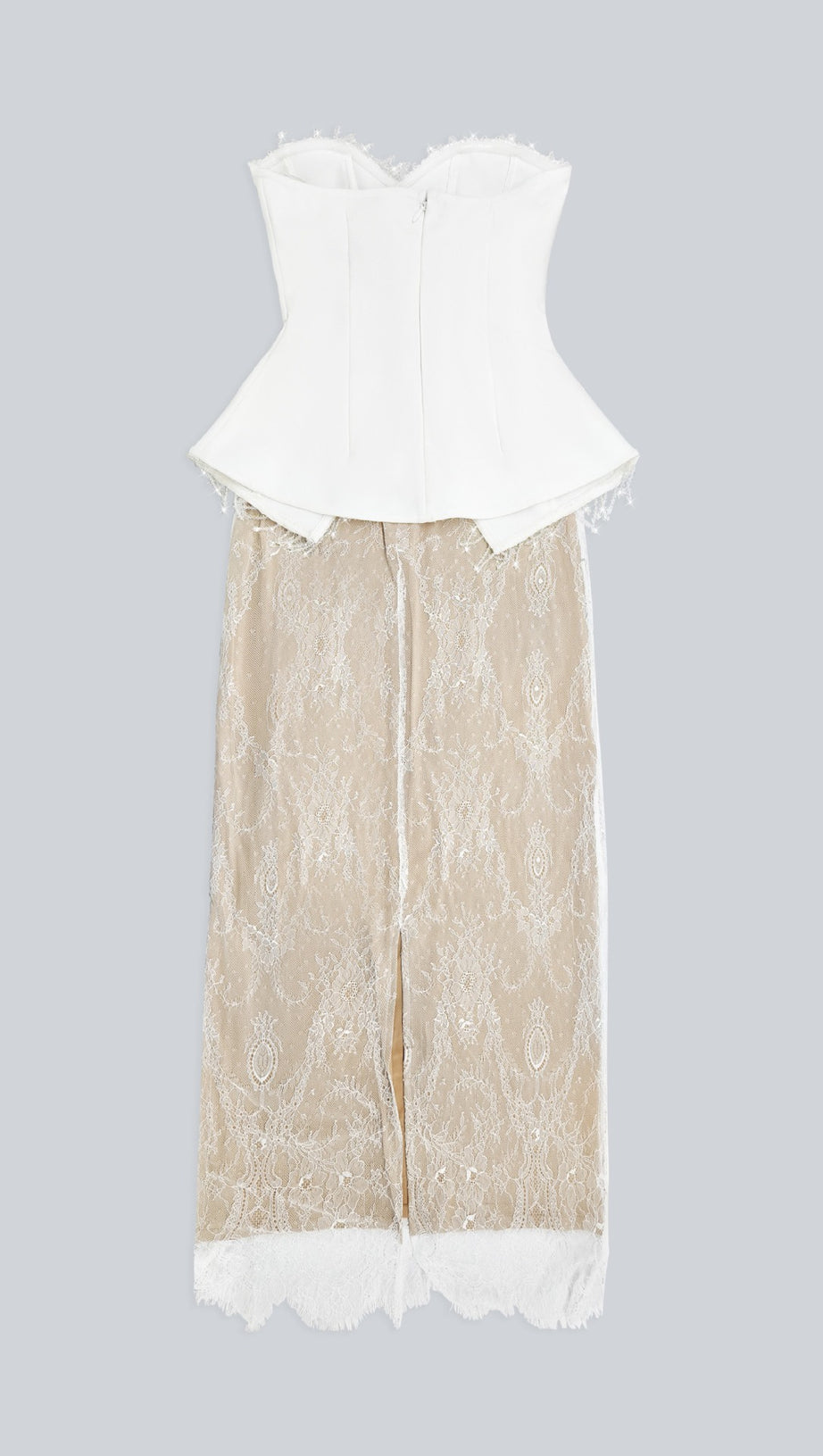 ABITO LUNGO IN PIZZO BIANCO CON CRISTALLI