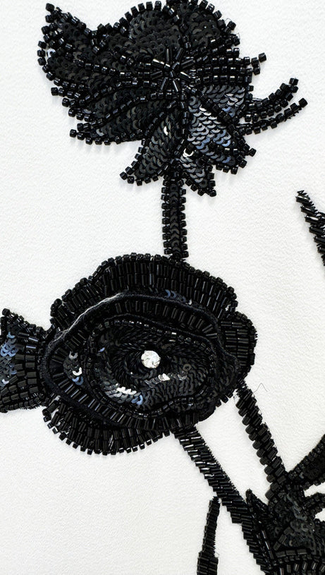 HELEN FLOWER EMBELLISHED MINI DRESS IN WHITE