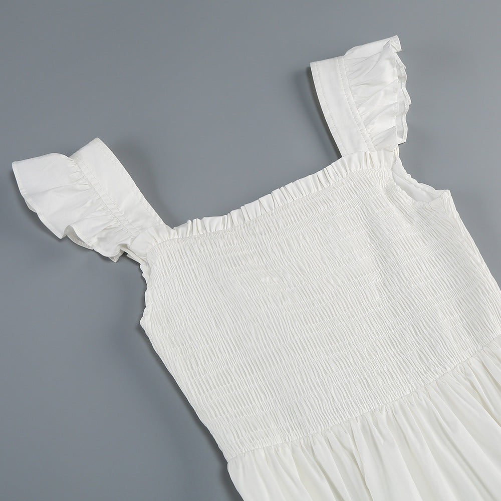 AIIZIE WHITE FLORAL RUFFLED SQUARE NECK MIDI DRESS - product image