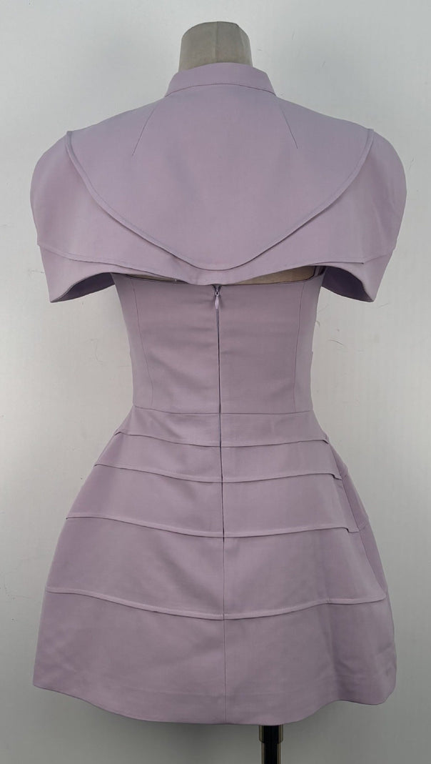 AIIZIE hilary purple Pleated cape mini dress with spaghetti straps - product image