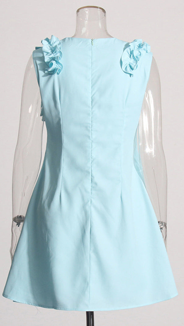 AIIZIE FLORAL EMBELLISHED A-LINE MINI DRESS IN BLUE - product image