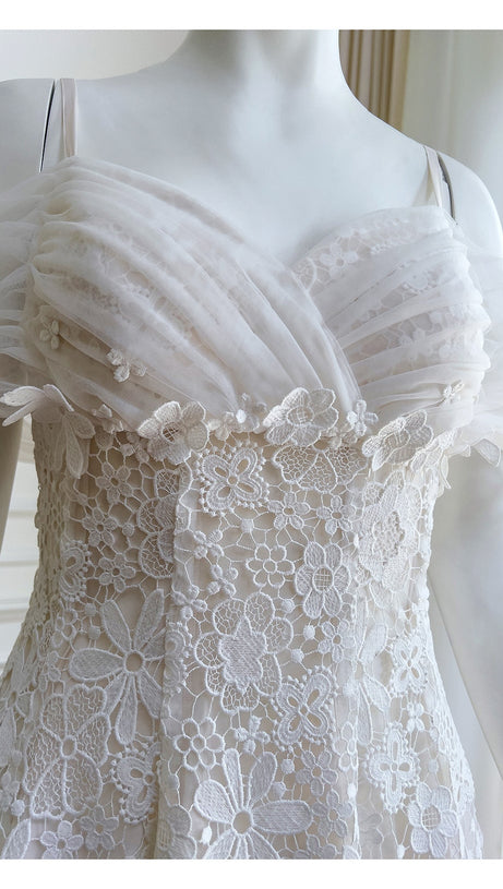 LACE STRAP MINI DRESS IN WHITE