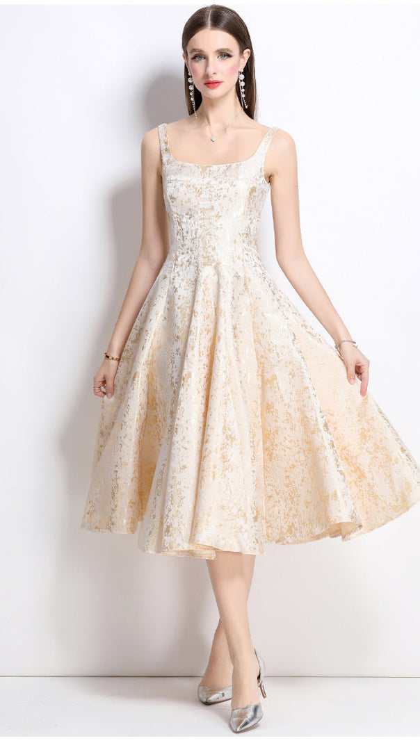 AIIZIE vanessa A-line Jacquard midi dress - apricot - product image