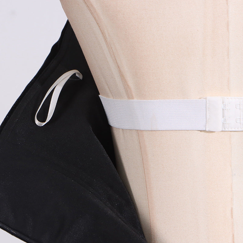 BOW IRREGULAR ASYMMETRIC SLEEVELESS MIDI DRESS IN BLACK