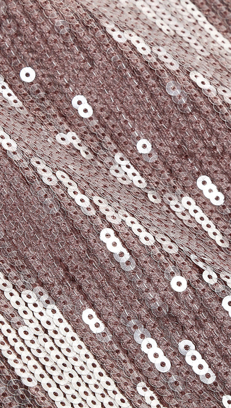 SETLLA BOW DETAIL SEQUIN MAXI DRESS IN BROWN