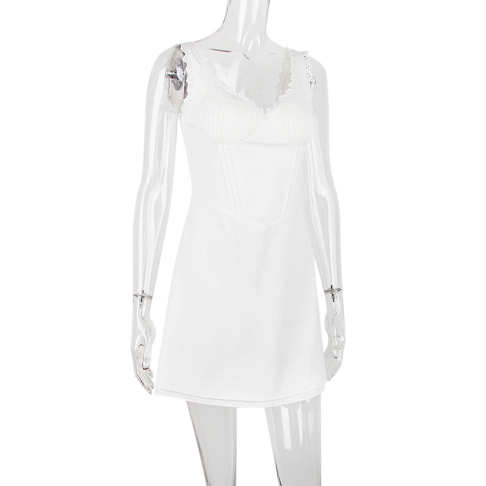 AIIZIE WHITE PIN TUCK MINI DRESS - product image