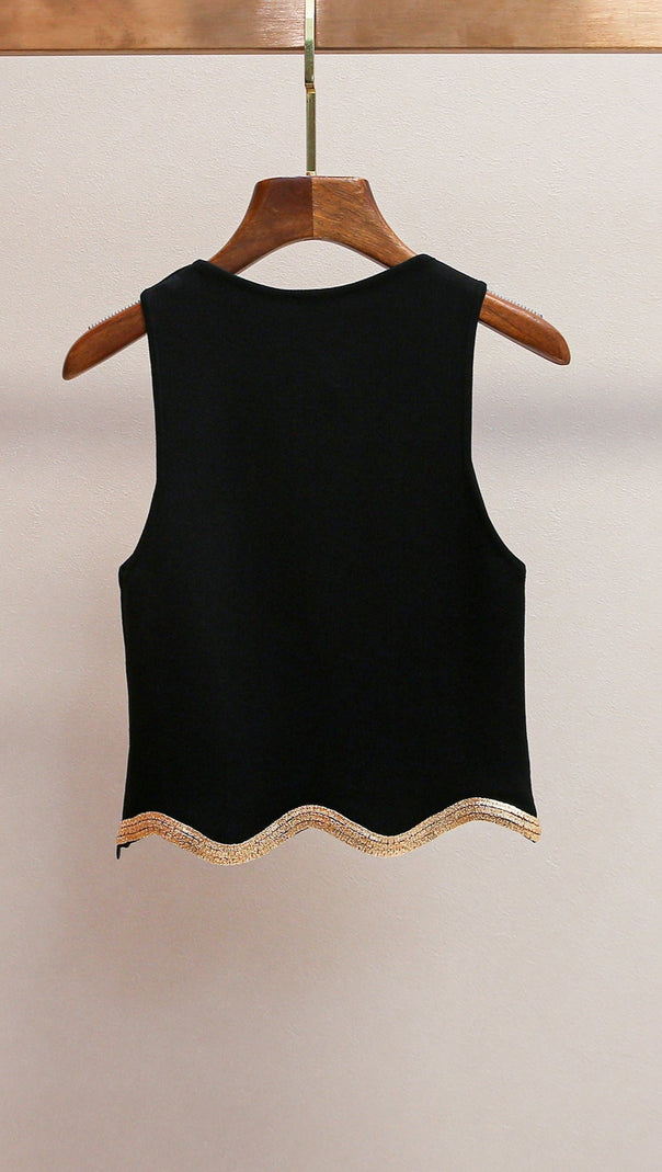 AIIZIE BLACK CROPPED JUMPER WITH CHAIN DETAIL - product image