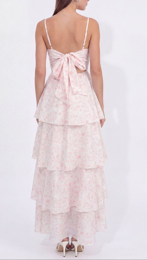AIIZIE eileen floral print layer strappy maxi dress - pink - product image