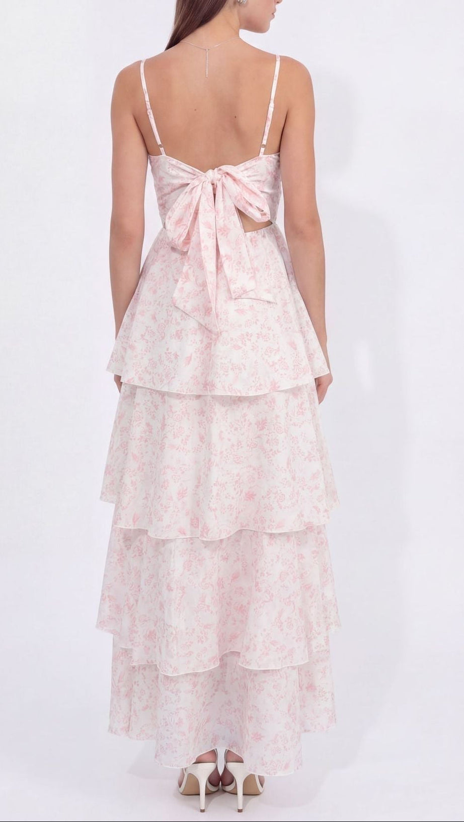 eileen floral print layer strappy maxi dress - pink