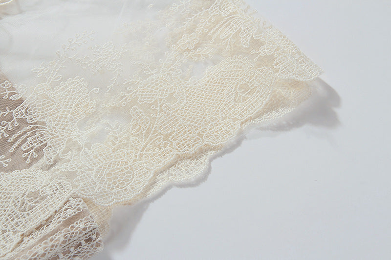 A-LINE SLEEVELESS LACE TEMPERAMENT EMBROIDERED COURT MIDI DRESS