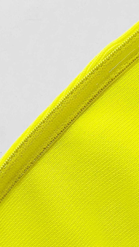 DEEP V TUBE TOP OSTRICH FEATHER HIP-WRAPPED MINI DRESS YELLOW