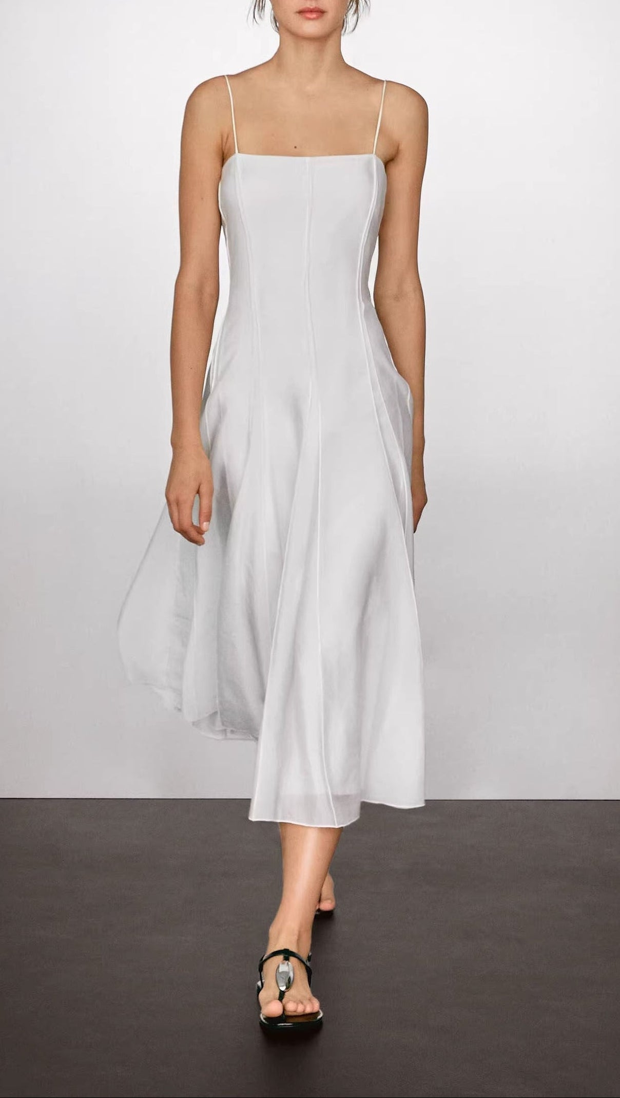 AIIZIE white off-shoulder drape long slip dress - product image
