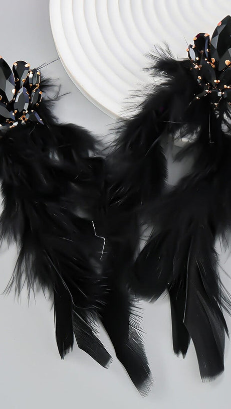 RHINESTONE FEATHER EARRINGS