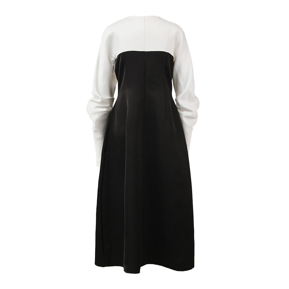 AIIZIE ARLENE BLACK LONG SLEEVED CUT OUT SILK TAFFETA MIDI DRESS - product image