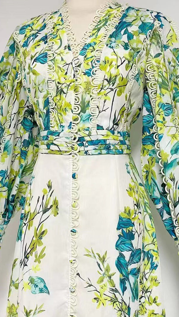 AIIZIE GREEN FLORAL PRINTED MAXI DRESS - product image
