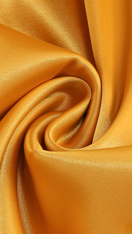 ORANGE SATIN ASYMMETRIC NECKLINE RUCHED MAXI DRESS