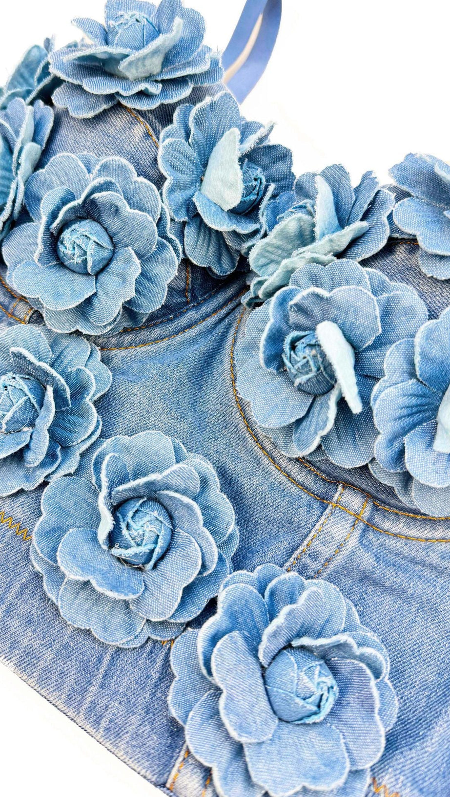DENIM TOP WITH ROSES
