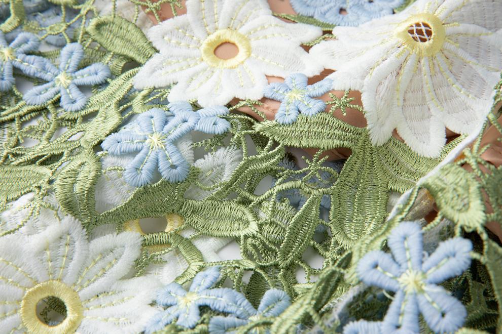 CELESTE FLORAL HOLLOW STITCHING MAXI DRESS IN GREEN