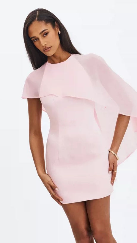 wendy cape  bodycon mini dress - pink
