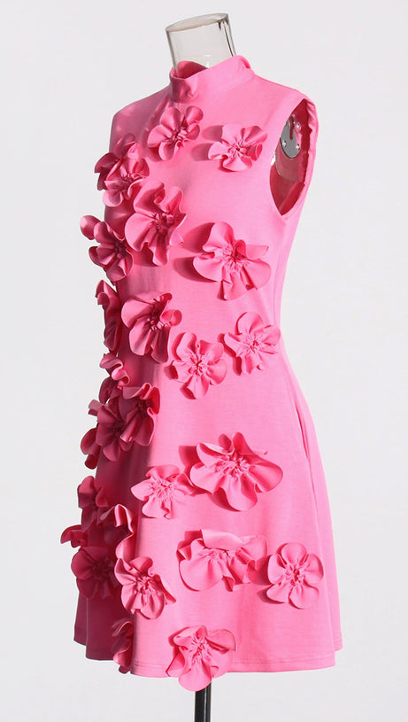CANDICE FLORAL APPLIQUÉ MINI DRESS IN PINK