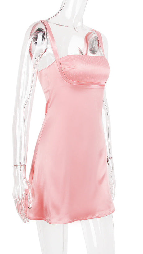 MINI ABITO IN RASO ROSA