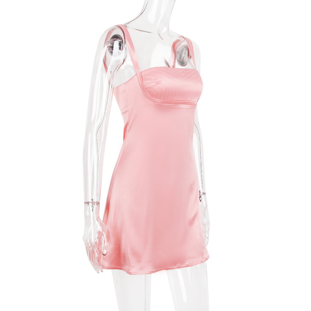 AIIZIE PINK SATIN MINI DRESS - product image