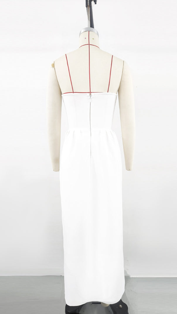 AIIZIE ENID SLEEVELESS DIAMOND SLIT BANDAGE MAXI DRESS WHITE - product image