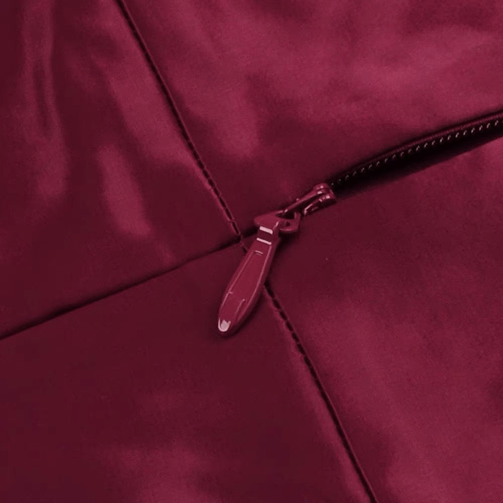 AIIZIE BURGUNDY FEATHER EMBELLISHED STRAPLESS MINI DRESS - product image