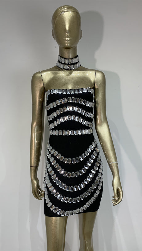 Strass-Bandage-Rock, enger Hüftrock 