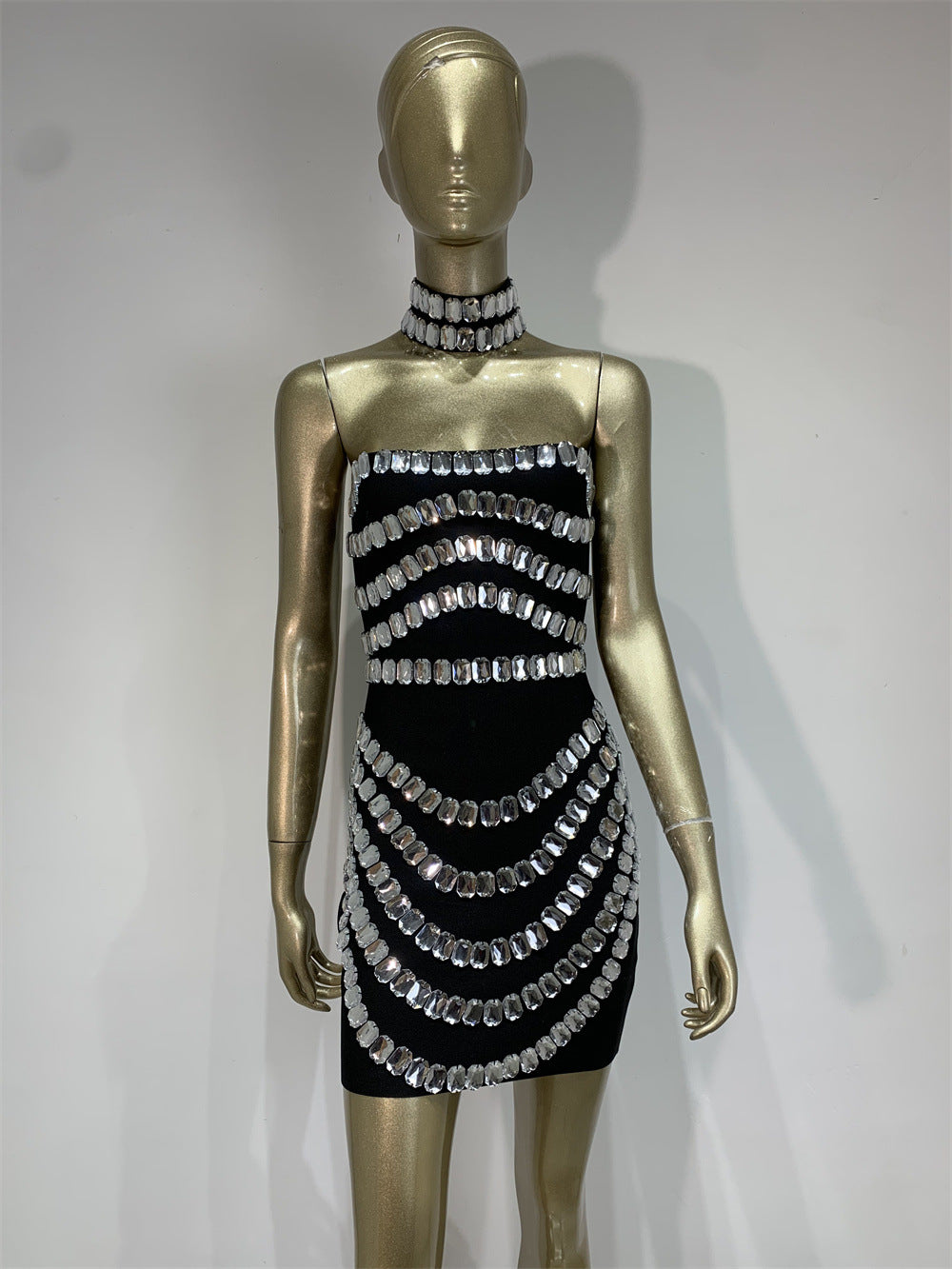 Strass-Bandage-Rock, enger Hüftrock 