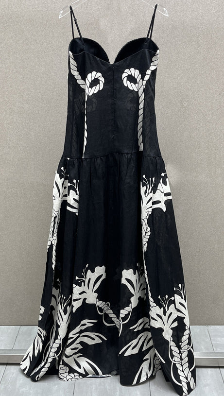 Maxikleid aus Leinen mit Lawerey-Print