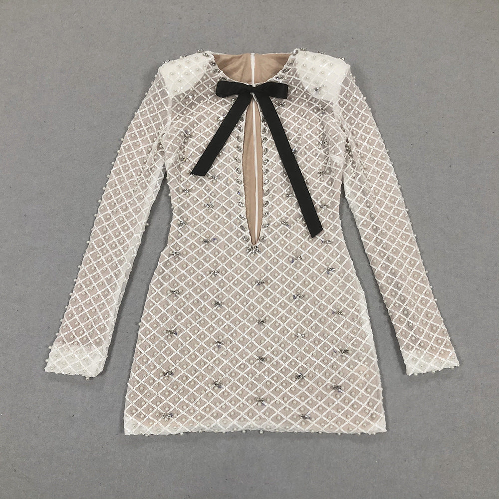 AIIZIE SEXY TUBE TOP MINI DRESS WITH PEARL EMBELLISHMENT - product image