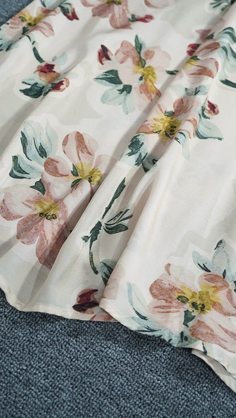 FLORAL DRAPED MAXI DRESS