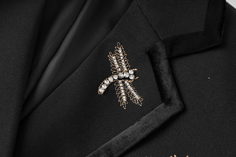 NAIL DRILL DRAGONFLY EMBROIDERY BLAZER IN BLACK