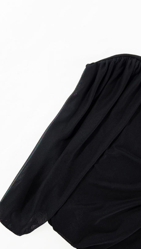 Off-Shoulder Minikleid mit Blumenmuster in Schwarz