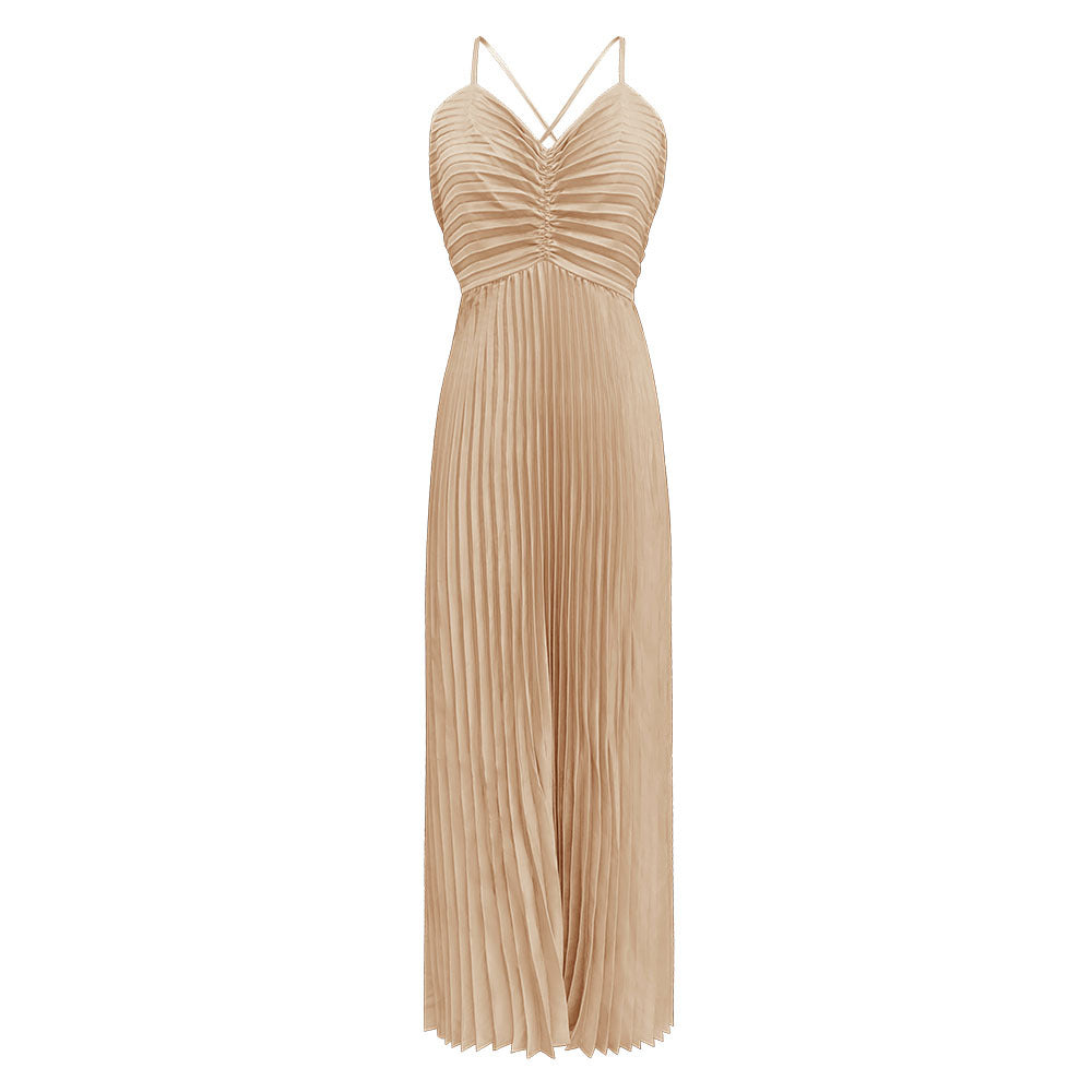 AIIZIE deborah pleated slip maxi dress in apricot - product image
