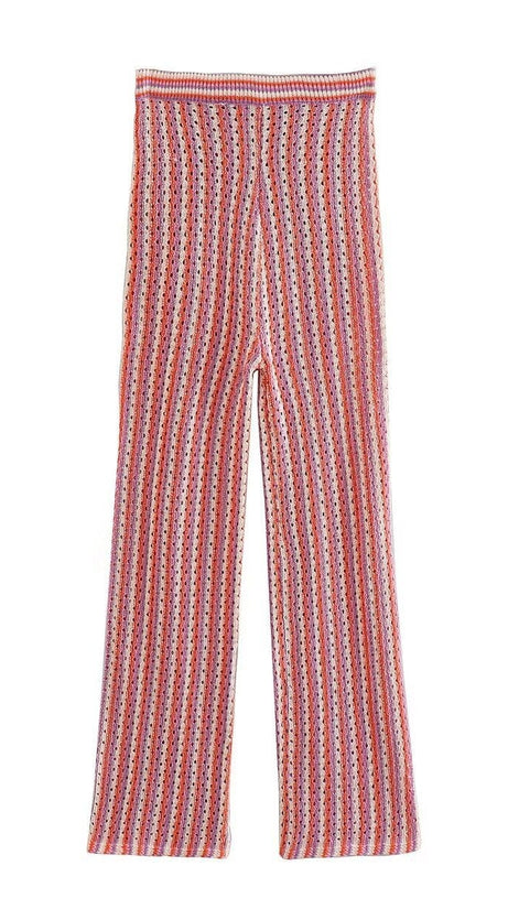 FLORAL HOLLOW KNITTED PANTS SET